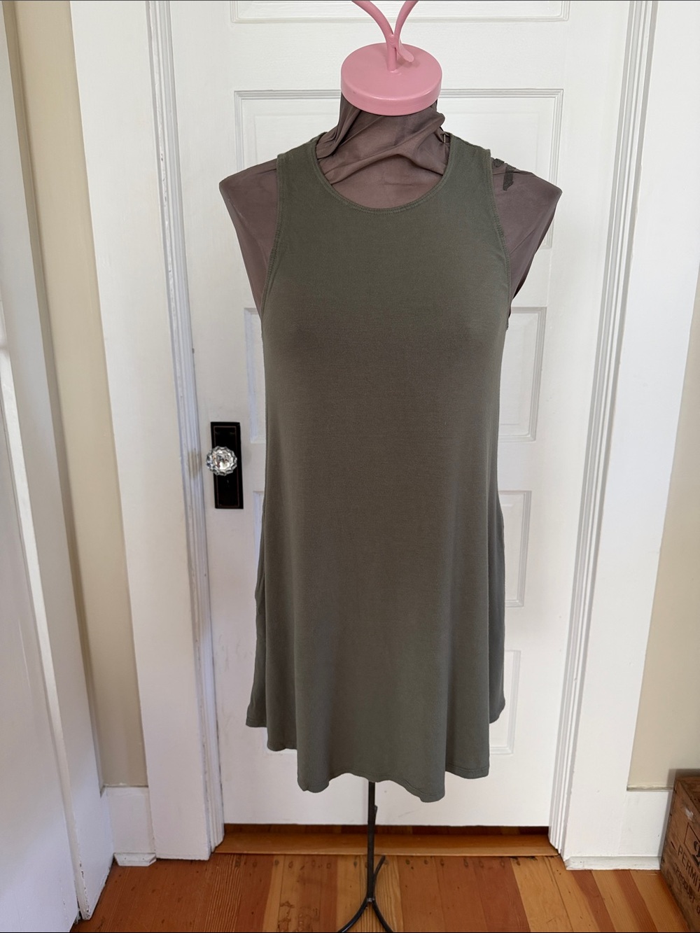 Socialite Olive Green Sleeve Swing Dress XS